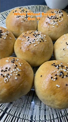 100% Whole Wheat Soft Burger Bun Recipe 🍔🧡#viralshort #shorts