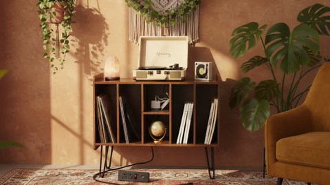 Large Record Player Stand With Vinyl Storage, Rustic Console Holds 200 Albums - Etsy