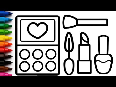 How to Draw Makeup Kit 💄 | Easy Makeup Drawing and Coloring for Kids | Learn Beauty Items Drawing