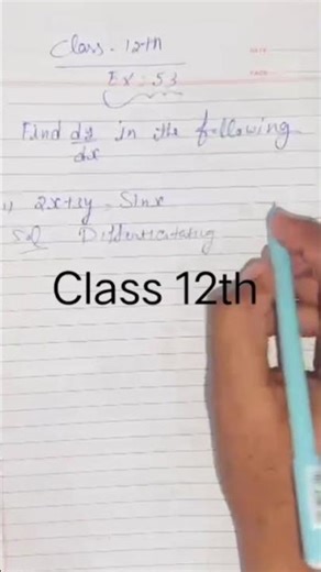 Class 12th (ex - 5.3) #maths #class12th #hbse #cbse #hbseboard #boardexamination #short #ytshort#up