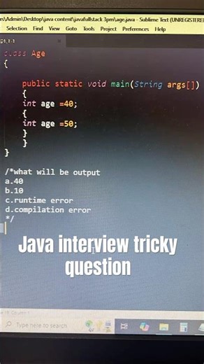 What will be the output #corejava #interviewquestions #LearnToCode #techeducation #programminghumor