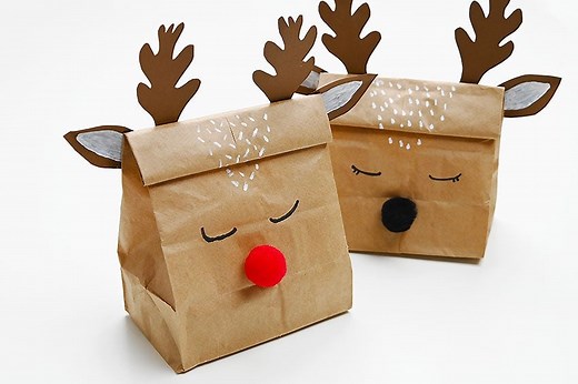 Reindeer Gift Bags | DIY Reindeer Gift Bag Craft (Free Templates!)