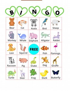 Animal Bingo for Kids, Bingo Calling Cards, Bingo Template, Instant Animal Bingo Printable, Animal Bingo for Kids - Etsy