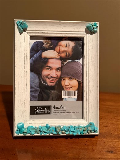 Rustic Farmhouse Picture Frame 4 X 6 With Turquoise Accents - Etsy