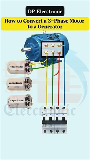 How to Convert a 3-Phase Motor to Generator.#DPElecctronic002#youtube#3phasemotor#vairalvideo#motor