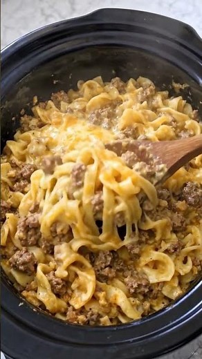 Slow Cooker Creamy Beef and Noodles