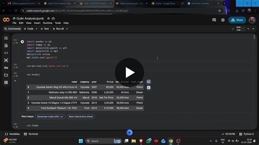 #internpe #internship #machinelearning #carpriceprediction #regression #python #datascience #ai #learningjourney #mlprojects | Sarvesh Devdhare