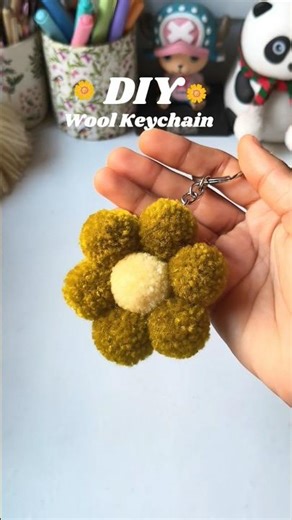 DIY Cute Wool Keychain 🌼#shorts #diy #craft #viral #trending #keychain #craftideas