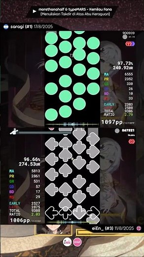 When top players push their limits. (KEMILAU FANA +DT) #osu #osugame #osumania #osumaniaskins