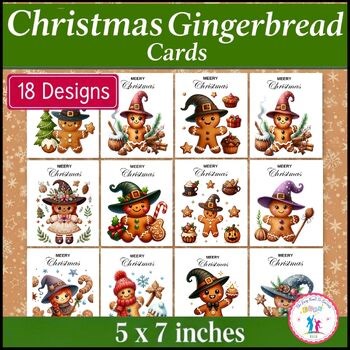 Holiday Christmas Gingerbread Cards Printable | Cozy Winter Art Set | December