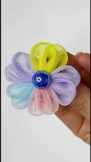 How to Make ORGANZA RIBBON FLOWER 🌸 Easy DIY RIBBON BOW in Minutes