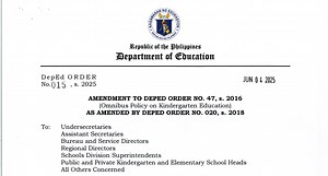 DepEd Order 015, s. 2025 - Amendment to DepEd Order No. 47, s. 2016 (Omnibus Policy on Kindergarten Education) As Amended by DepEd Order No. 020, s. 2018