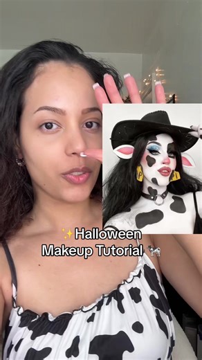 Mooo! Cow Halloween Makeup Tutorial🐄 #bitchimacow #halloweenmakeuptutorial #cowhalloweenmakeup #easyhalloweenmakeup