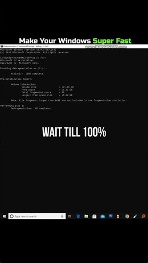 Make Your PC Faster 😱⚡ Hidden Windows Speed Boost Command | DEFRAG C: /U /