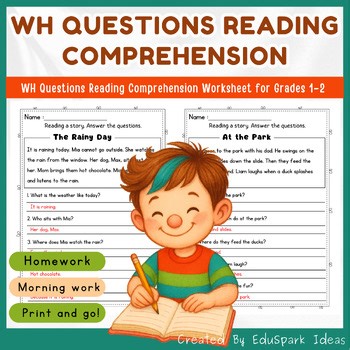 1st-2nd grade WH Questions Reading Comprehension Worksheets