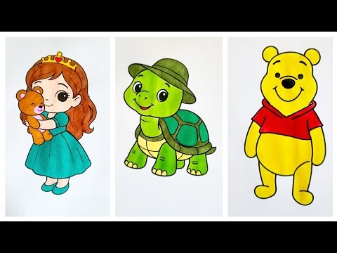 ASMR Coloring | Cartoon Characters| Coloring video 💙💚#coloring #asmr