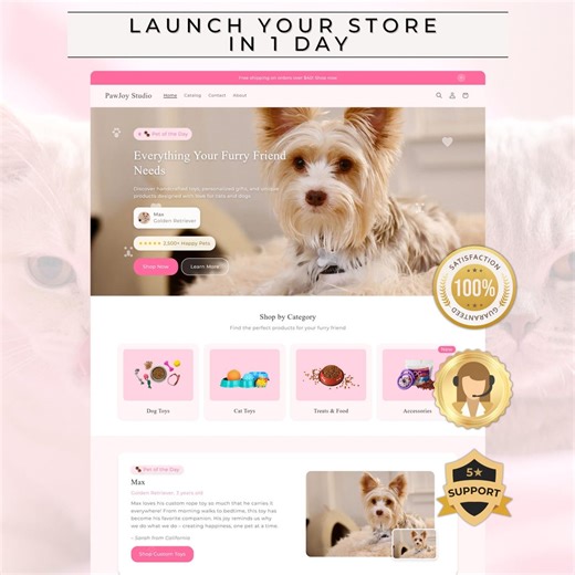 Cute Pet Shopify Theme for Dog & Cat Stores | Custom Pet Products, Toys and Accessories | Playful, Customizable - Etsy