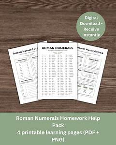 Roman Numerals 1–100 Printable Worksheets & Poster | KS1 KS2 Maths Resource | Classroom Math Activities | Homeschool Learning Pack PDF PNG - Etsy Canada