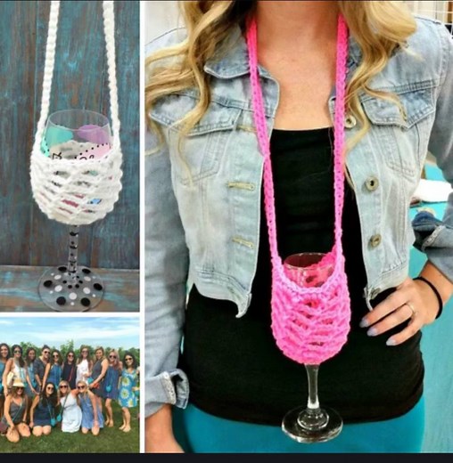 76K views · 548 reactions | HA! Crochet Wine Glass Necklaces! So fun...