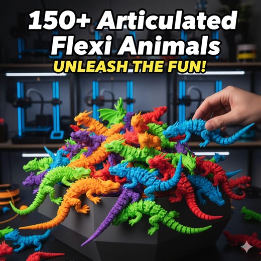 150  Articulated Flexi Mini Animals, Flexi 3D Print Models, 3D Print Model Bundle STL, Toy for Kids STL File, Tabletop, Dnd, Only Figure - Etsy