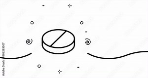 Big pill. Medicine concept. One line drawing animation. Motion design. Animated technology logo. Video 4K.