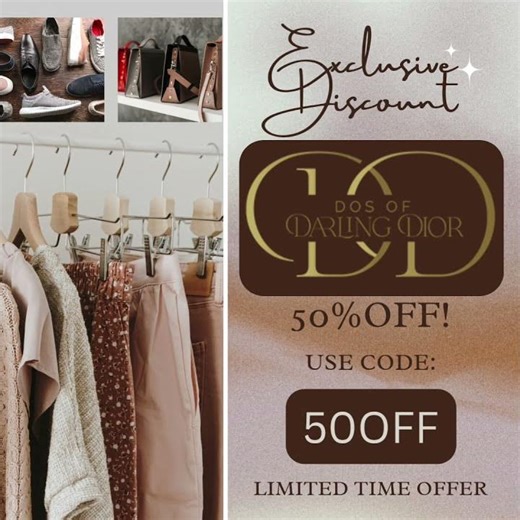 Dos of Darling Dior Sitewide Code! #DiorFashion #DesignerStyle #ChicWardrobe #LuxuryLooks #50percent