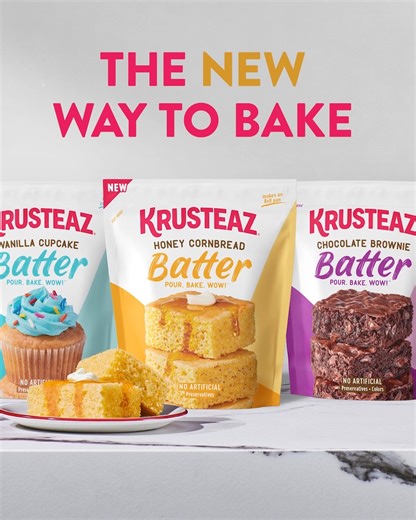 Make scratch-like honey cornbread with no mess and no prep — just Pour. Bake. Wow!™ for the perfect pairing with your favorite soup or chili. https://www.krusteaz.com/where-to-buy/ | Krusteaz