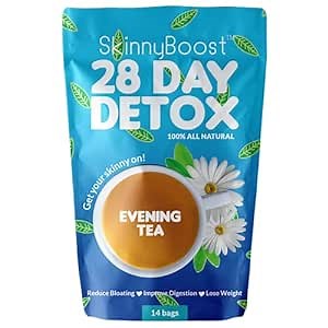 Skinny Boost Evening Tea-Cleanse and detox support, reduce bloating, cleanse colon, reduce toxins, vegan, sugar free-14 bags-lemon honey.