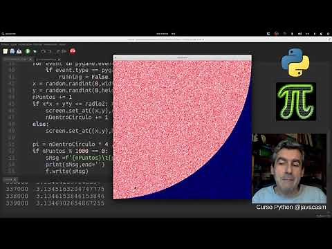 Curso Python: 11.10 Cálculo de Pi usando el Método Montecarlo en python