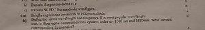 b) Explain the principle of LED.c) Explain SLED / Burrus diode... | Filo