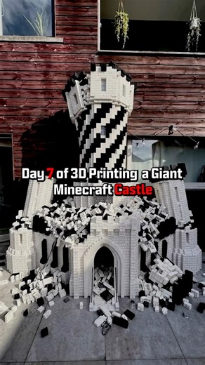 Day 7 of 3D printing a GIANT Minecraft Castle - 1 Subscriber = 1 Block
