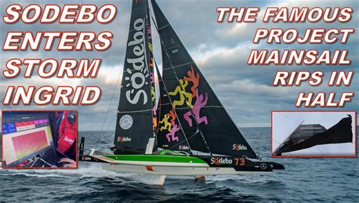 Jules Verne Trophy: Sodebo Ultim 3 enters Storm Ingrid, The Famous Project CIC mainsail rips in half