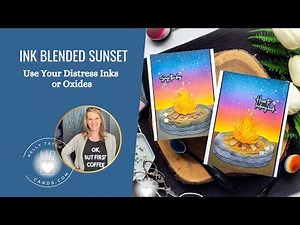 Flawless Ink Blended Sunset with Distress Inks or Oxides: Pups and Cards