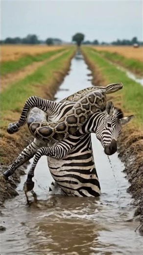 A zebra tries to escape from big python 4K sch1900ai22