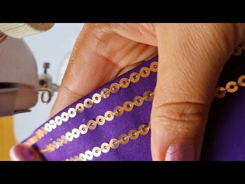 Sequin लेस को आसानी से लगाए सिलाई मशीन से | Lace Kaise lagaen | How To Attach Lace | Sequin Lace