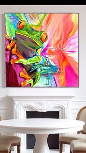 🎨🐸Creating a vibrant tree frog painting on a florescent spin art background. #TropicalArt #RainForest #FluidArt #TreeFrog | Greyshock Designs