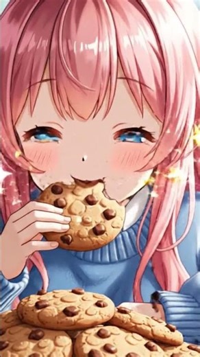 Eating cookie with anime girl