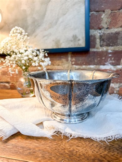 Vintage Silver Plated Revere Bowl | Scalloped Rim & Lobed Sides - Etsy