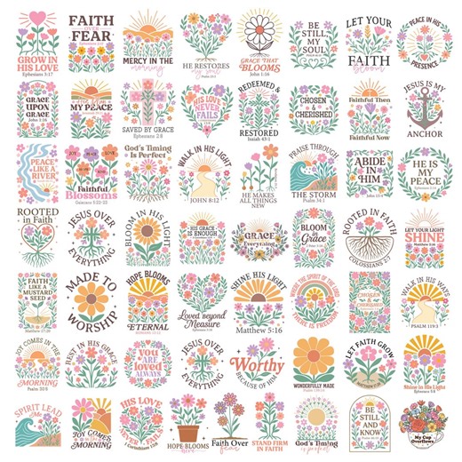 Boho Christian SVG Bundle, Floral Bible Verse Designs (digital Download, 57 Files) - Etsy