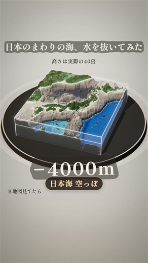 日本のまわりの海、水を抜いてみた #なんおぼ地図