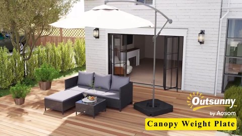 Outsunny 4 Piece Patio Cantilever Umbrella Base Weight Set, Outdoor Offset Umbrella Weights for Umbrella Stand, 132 lb. Capacity Water or 176 lb. Capacity Sand, Black