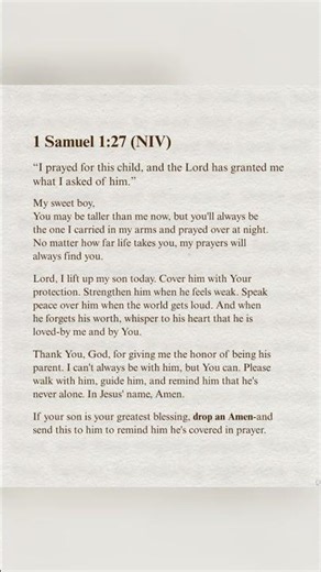 👦💙 “Son, You Are My 1 Samuel 1:27” | A Mother's Prayer for Her Son 🙏