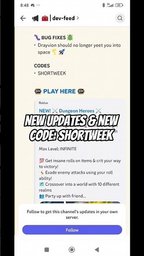 New Free Code Release! Dungeon Heroes Roblox Codes #dungeonheroes #mmorpg #rpg #robloxgameplay