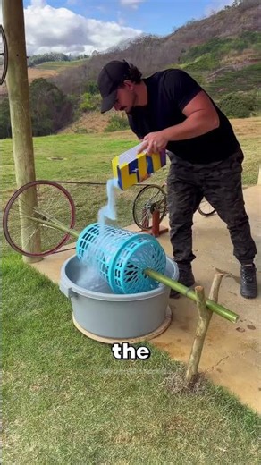 He made his homemade washing machine 🤯 #shorts