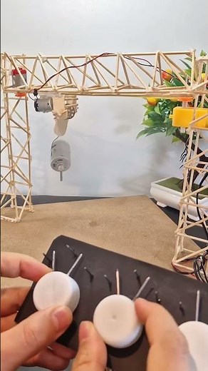 DIY Mini Tower Crane | Amazing Wireless DC Motor Science Experiment #shorts