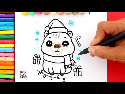 Dibuja y pinta un CAPIBARA de NAVIDAD 🐹🎄 | How to Draw a Christmas Capybara (Cute & Easy)