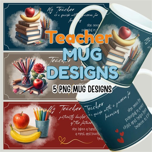 Watercolor Teacher Mug Designs – 5 Inspirational PNG Quotes - Etsy