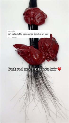 Dark red semi-permanent color on dark brown hair ❤️ Pallure Color Pigment Refresher
