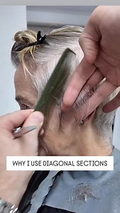 Your sectioning controls your shape as you work. For example when you are cutting a one length haircut you take a horizontal section because you want it to be parallel to the hair you are cutting to control that line from left to right as you work. When I use diagonal sections it gives me an equal amount of control of my shape from front to back as it does from top to bottom. The other thing diagonal sections do is encourage the movement and flow of your haircut. In this case my section runs dia