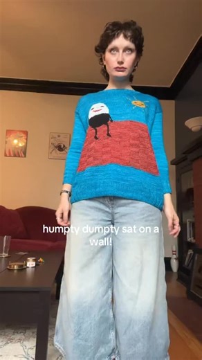 Emily | HAPPY BIRTHDAY TO HUMPTY DUMPTY!! 🥚 #knit #knitting #humptydumpty #humptydumptysweater | Instagram